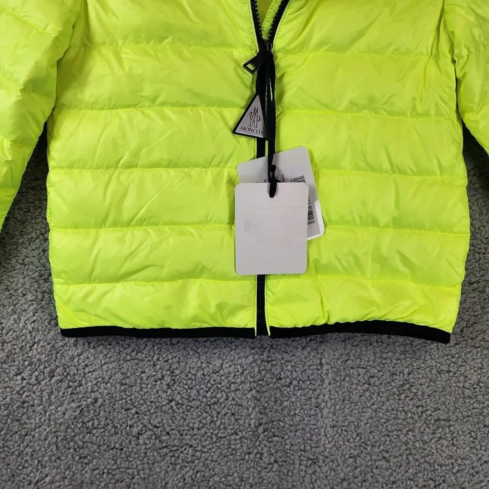 Moncler Photine Down Puffer Jacket Girls 10A Lime Stand Collar Full Zip L/S~ - Picture 2 of 15